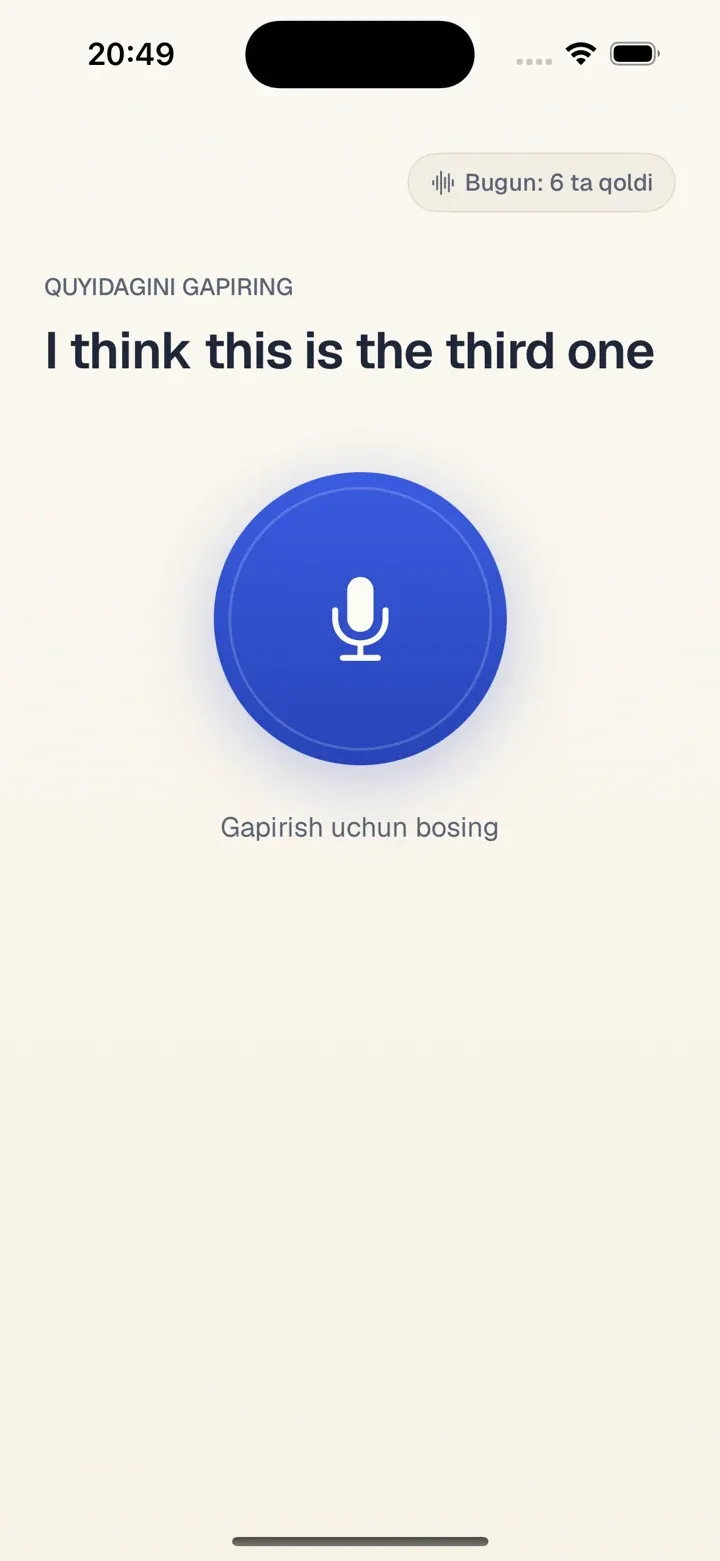 Saboq pronunciation practice screen with a scored sentence and a result of 86